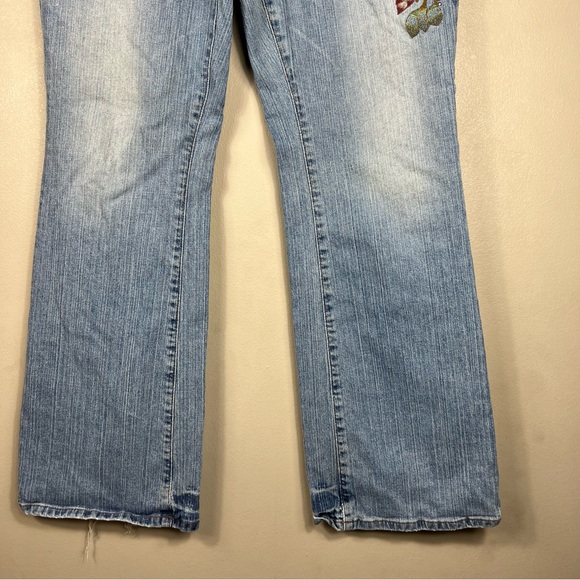 Vintage Y2K Floral Bedazzled Embellished Patch Bootcut Low Rise Jeans - Picture 3 of 7